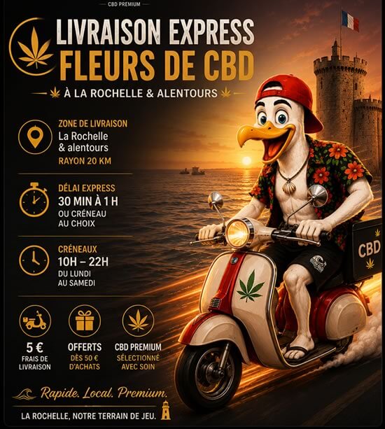 Livraison express de fleurs CBD à La Rochelle et alentours par Ocean Rider